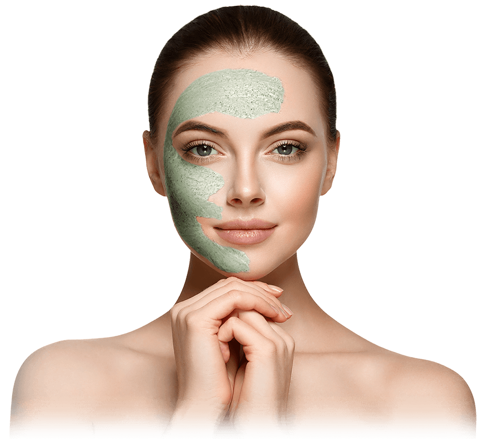woman spa mask black half face beauty concept M9ZAHJY 1